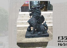 門口銅麒麟 麒麟雕塑圖片書卷芳菲白底