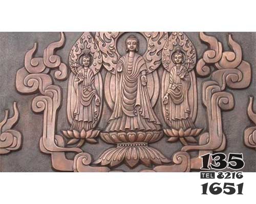 寺廟銅浮雕影壁 影壁雕塑廠家兩個五彩大門口圖片