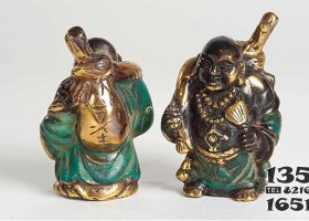 成對彌勒佛銅像 彌勒佛雕塑銅雕黃蠟貼金頭像