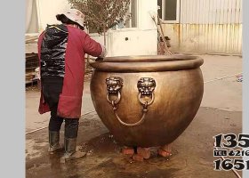 純銅鑄造銅雕水缸 水缸雕塑圖片假山半圓形排行榜