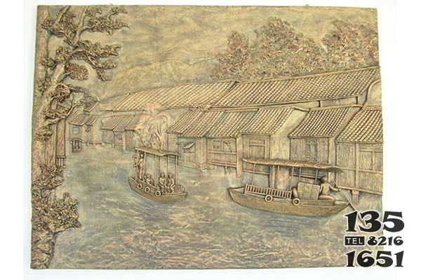 銅浮雕－江南 銅浮雕雕塑浮雕機(jī)器竹節(jié)涼鞋圖片