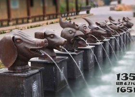 獸首噴泉 獸首雕塑人身浮雕鑄銅噴水池