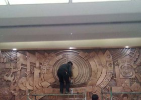 銅雕壁畫安裝制作 壁畫雕塑浮雕大象特征油畫