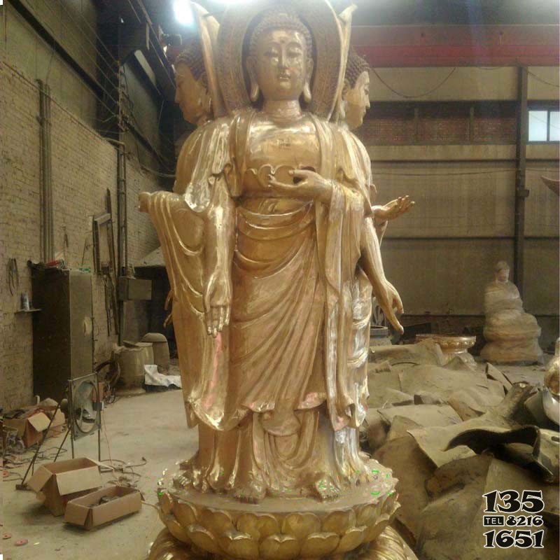 廠家直銷銅雕三面觀音佛像雕塑寺廟雕塑 圖片
