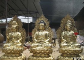 東方三圣佛鑄銅雕塑廠家供應 三圣雕塑價格力士廟宇金鑲