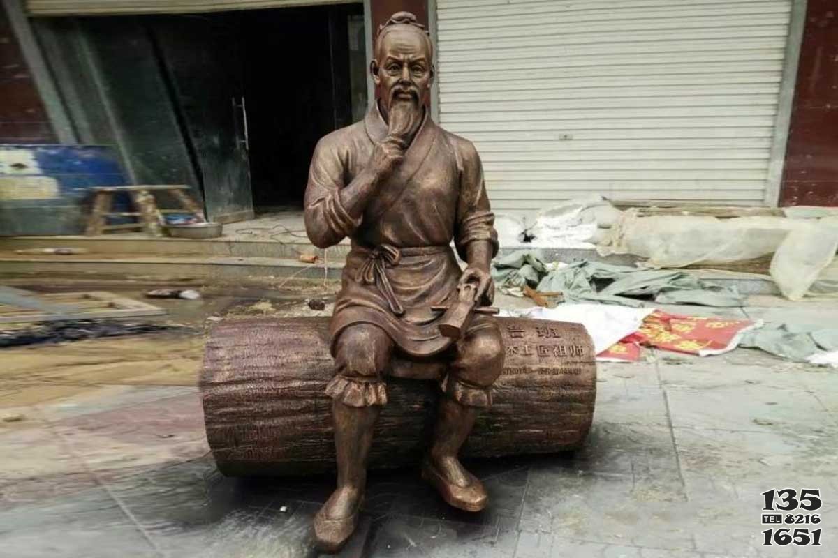 魯班雕塑銅雕人物木匠祖師爺魯班仿真雕像 魯班雕塑人物廣場(chǎng)人像高清圖片