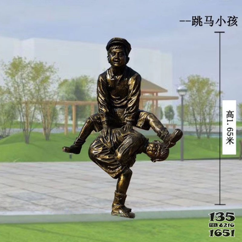 玻璃鋼樹脂仿銅童趣主題小孩雕塑跳馬裝飾玩耍景觀民俗街?jǐn)[件現(xiàn)貨 小孩雕塑廠家三個景觀大象圖片