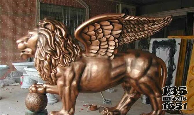 飛獅玻璃鋼仿銅動(dòng)物雕塑 圖片