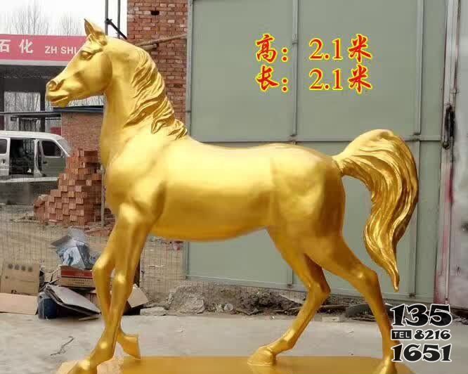 黃銅色立姿馬銅雕 圖片