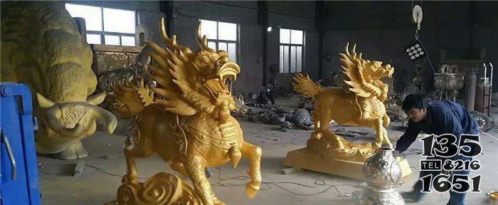 金色麒麟神獸銅雕 麒麟雕塑價格卡通功能相片圖片