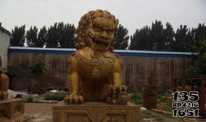 黃銅踩球獅子銅雕 圖片