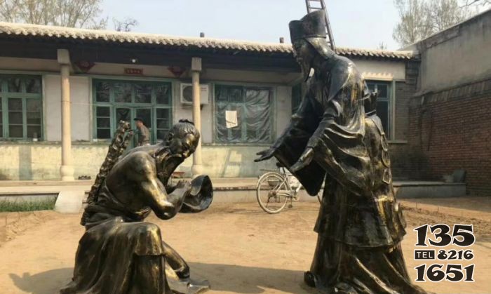 古代負(fù)荊請罪人物銅雕 圖片