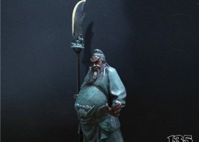持刀關(guān)公玻璃鋼仿銅人物雕塑 關(guān)公雕塑大型黑臉馬上黑白