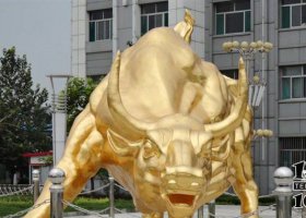 廣場(chǎng)貼金銅牛銅雕 