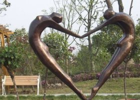 抽象人物心形公園景觀銅雕 