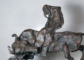 抽象的騎牛人物公園動(dòng)物銅雕 