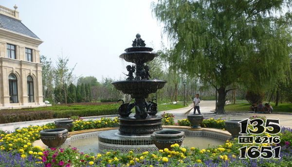 公園天鵝噴泉銅雕 圖片
