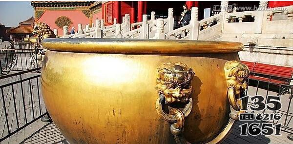 銅雕水缸寺廟景觀雕塑 水缸雕塑大全獅子錢一只院子圖片