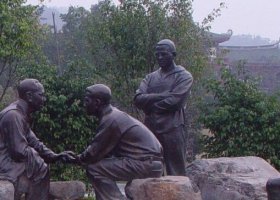毛主席商談國事人物園林景觀銅雕 毛主席雕塑青年座像塑像五一