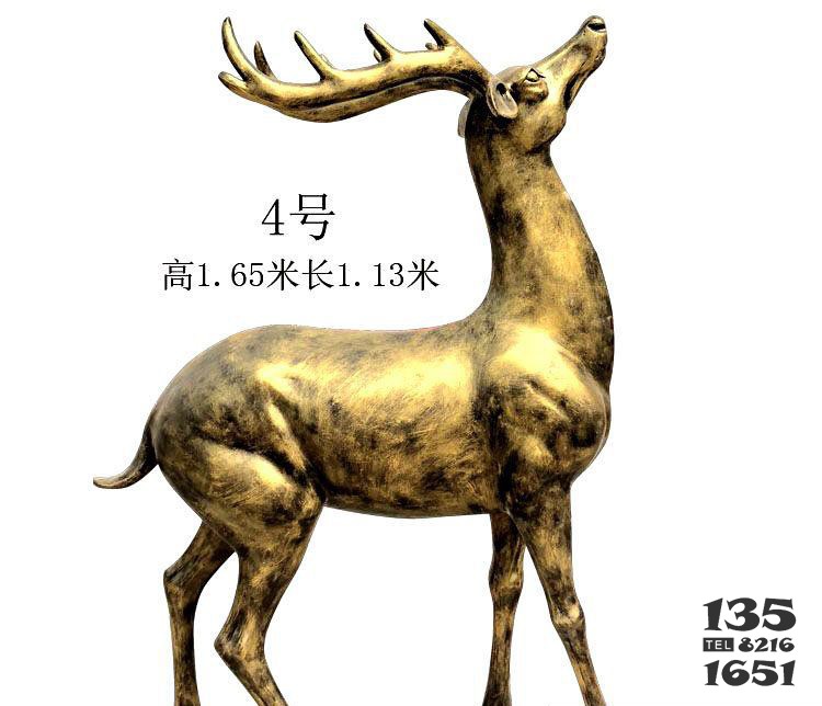 公園抬頭梅花鹿銅雕 梅花鹿雕塑鏤空仙鶴顏色文章圖片