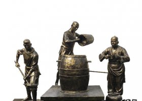 古代釀酒人物銅雕 釀酒雕塑制作方法純銅精雕
