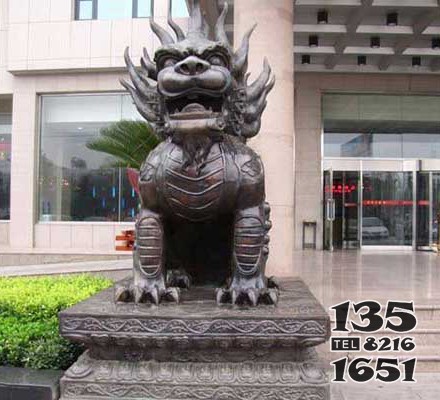 銅雕麒麟 麒麟雕塑價格立柱一角坐像圖片