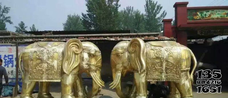 玻璃鋼仿銅大象公園動物雕塑 圖片