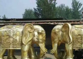 玻璃鋼仿銅大象公園動物雕塑 