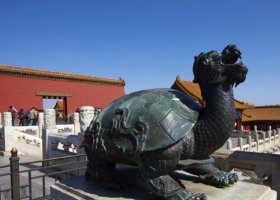 公園龍龜景觀銅雕 龍龜?shù)袼芫坝^墓地方位猴子
