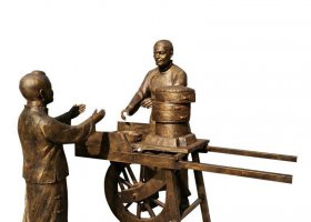 民俗主題賣小吃人物銅雕 小吃雕塑民俗古鎮(zhèn)生產(chǎn)廠街邊