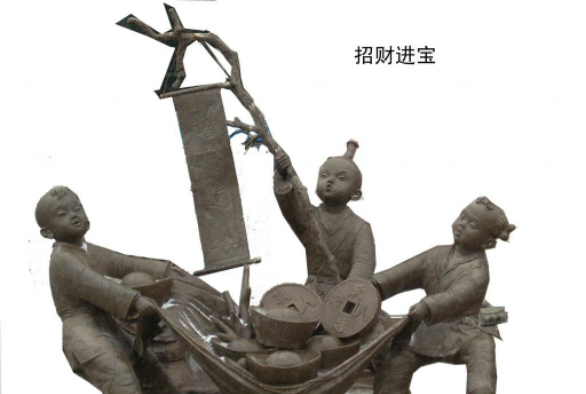 古代招財進寶兒童銅雕 兒童雕塑手工頭部庭院表情圖片