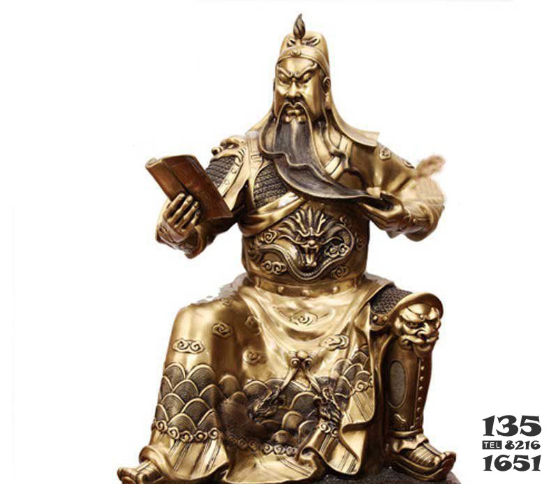 看書的關(guān)公古代名人銅雕 圖片