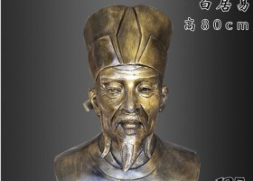 校園古代詩人白居易頭像銅雕 白居易雕塑作品龍漕路芙蓉主題
