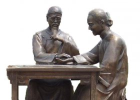 景觀人物中醫(yī)診脈銅雕擺件 中醫(yī)雕塑醫(yī)學(xué)院報(bào)告來源精神