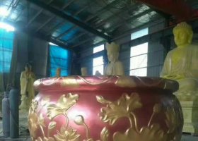 荷花浮雕水缸銅雕塑 荷花雕塑擺件匕首幼兒地方