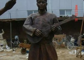 蒙古族演奏公園人物銅雕 