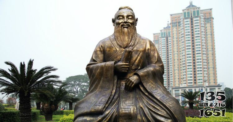 校園古代名人坐式孔子銅雕 孔子雕塑校園海倫舒蘭連池圖片