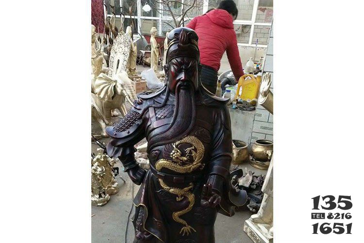 銅雕鎮(zhèn)宅關(guān)公寺廟神像雕塑擺件 關(guān)公雕塑寺廟盛泉寺院匯豐圖片