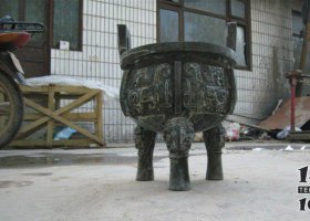 三足圓鼎寺廟銅雕 圓鼎雕塑廣場(chǎng)大全高清制作