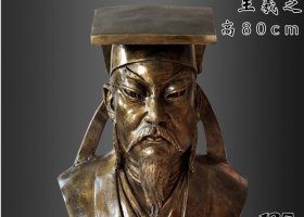 校園古代名人王羲之頭像銅雕 王羲之雕塑廣場即墨硯池矢量