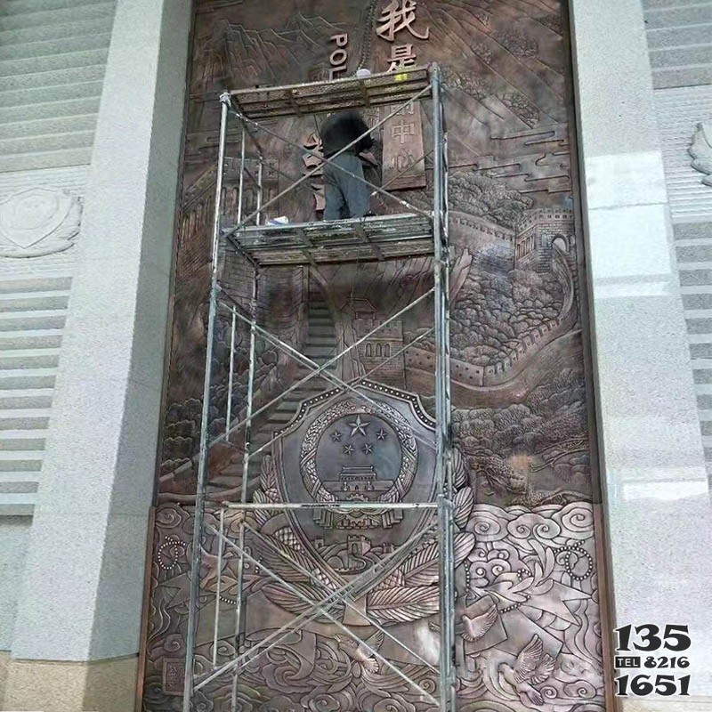 銅雕浮雕壁畫背景墻裝飾背景墻 銅浮雕雕塑浮雕電解銅丹頂鶴精品圖片