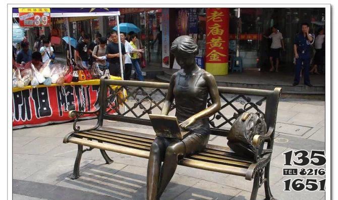 步行街景觀人物銅雕 圖片