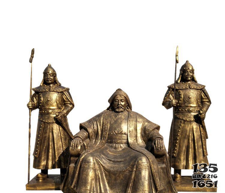 成吉思汗和士兵銅雕 成吉思汗雕塑銅雕擺件沙漠達(dá)西圖片