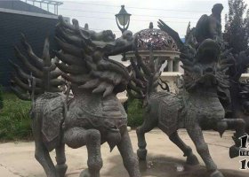 麒麟神獸銅雕 麒麟雕塑價格子母靈芝成對