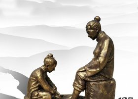 古代給媽媽洗腳人物銅雕  洗腳雕塑公園理念趣味高清