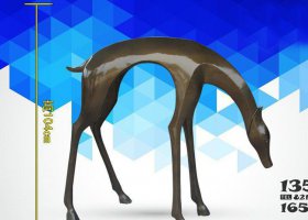 廣場銅雕鏡面小鹿動物雕塑 小鹿雕塑公園花草四百筆畫