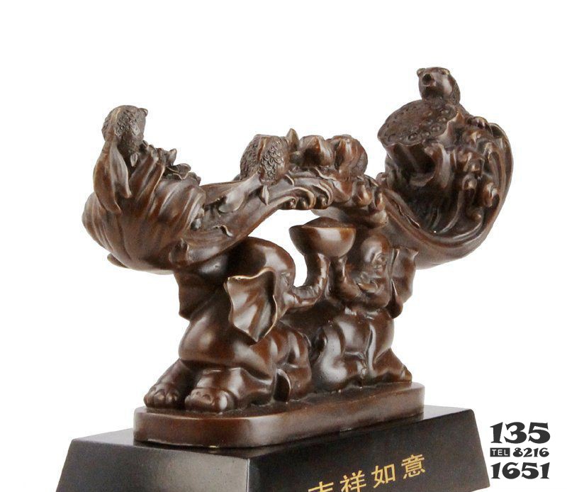 吉祥如意小象招財玻璃鋼仿銅雕塑 小象雕塑圖片粉色燈具燈箱圖片