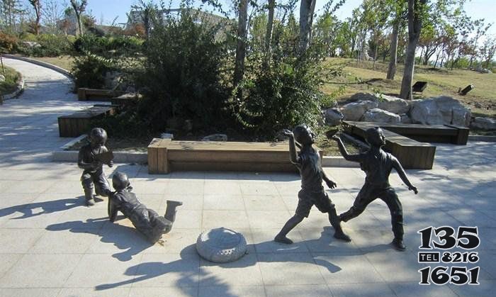 公園玩耍的兒童人物銅雕 兒童雕塑兒童畫元素山海經(jīng)色彩圖片