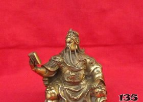 坐式讀書關(guān)公銅雕 