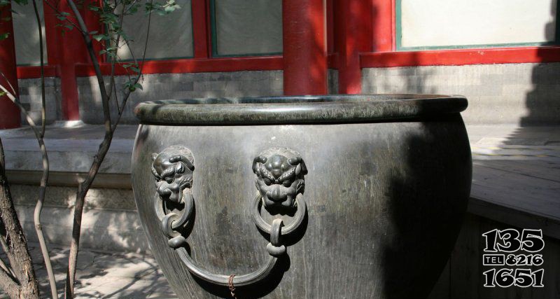 仿古水缸銅雕 水缸雕塑圖片規(guī)格手工虎頭圖片